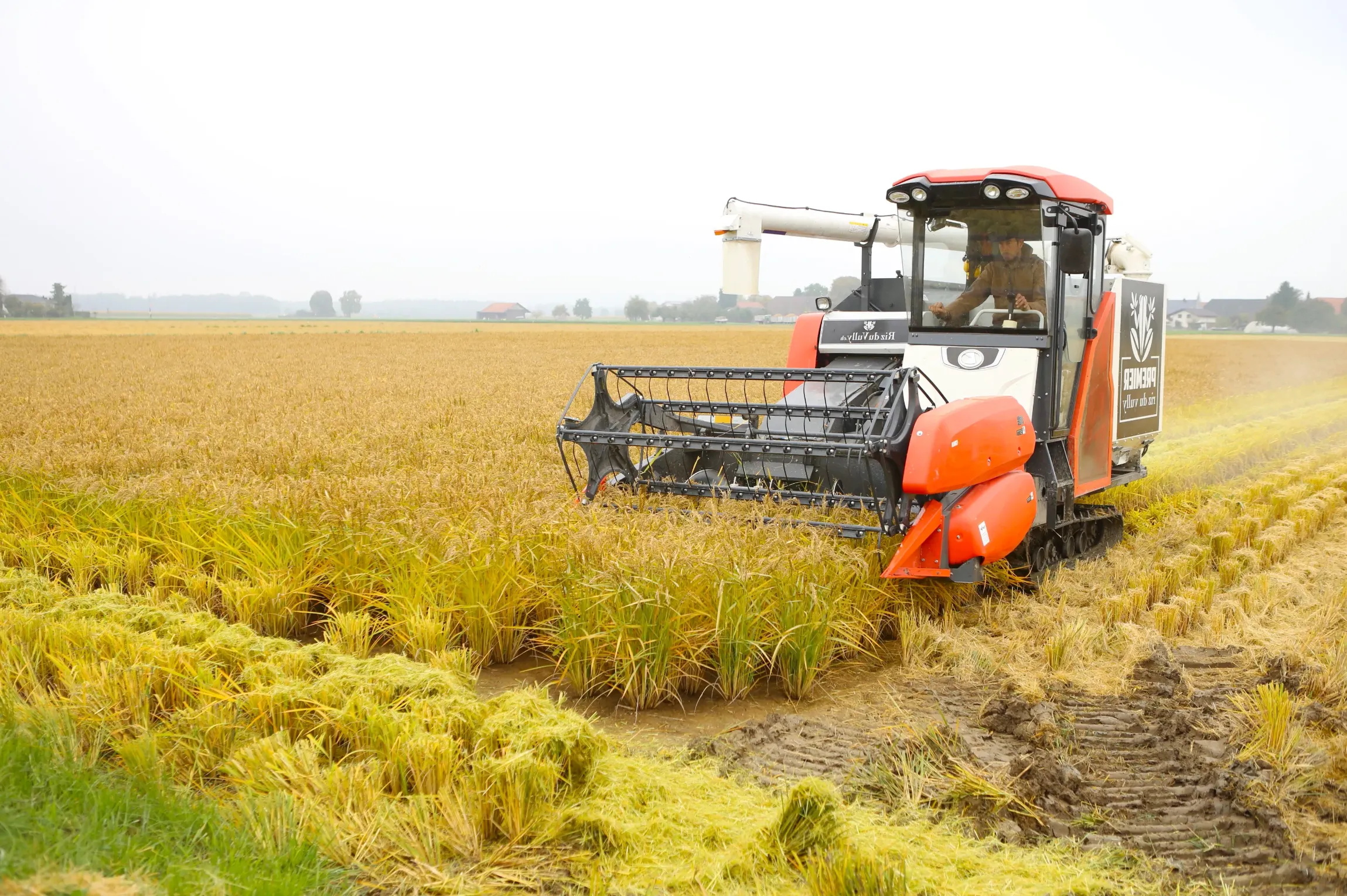 Boat tractor in flooded Australian paddy