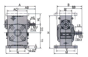 WA WS Series worm reducer construction detail
