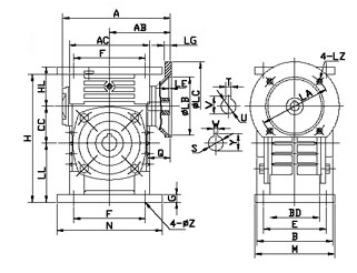 WDKA WDKS Series worm gear reducer construction detail