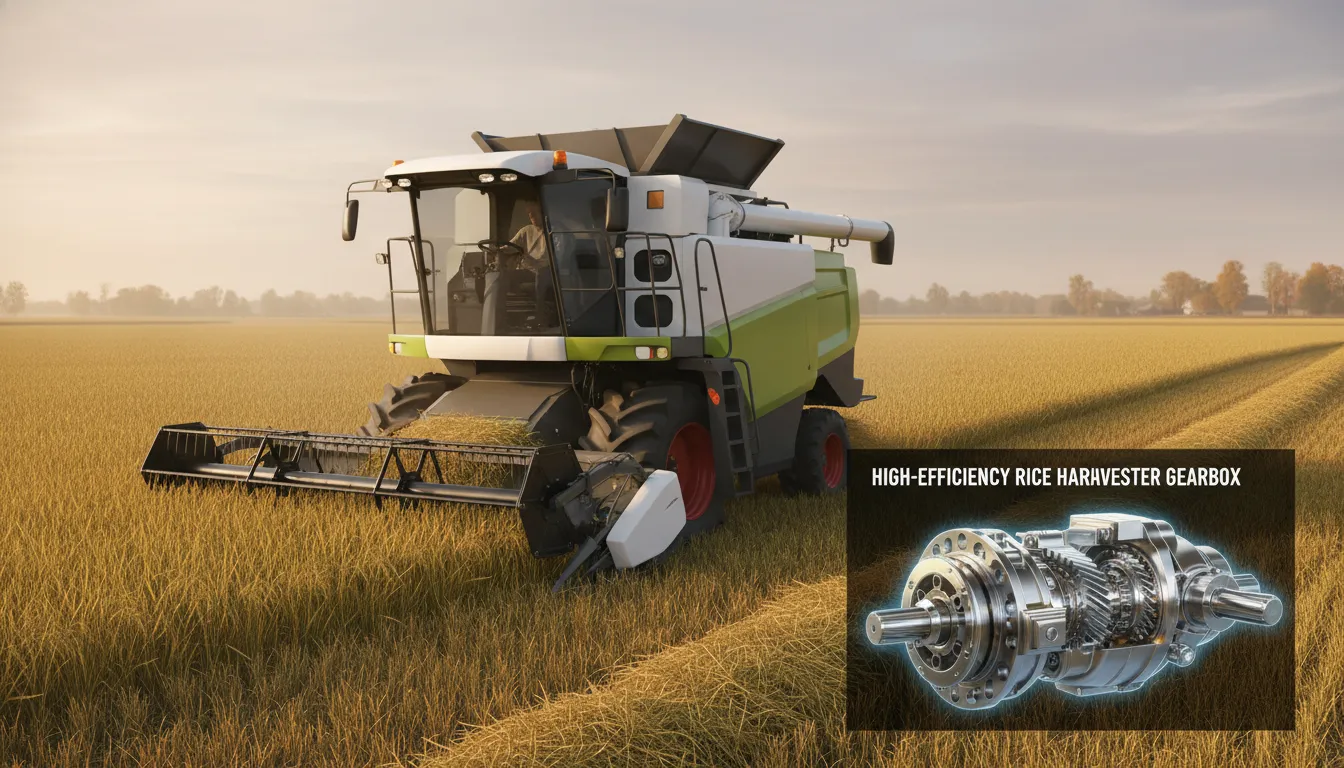 Combined rice harvester in field