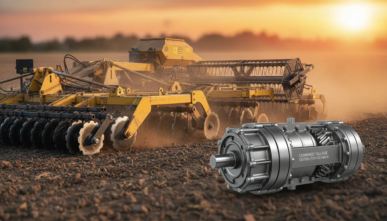 Close-up of Ever-Power gearbox on combined tiller rotor section