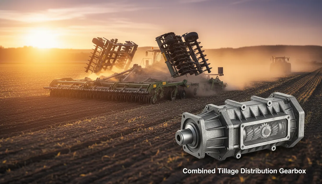 Side view of Ever-Power gearbox on combined tiller rotor